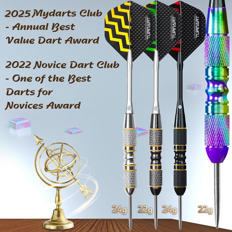 Turnart Darts Metal Tip Set - Steel Tip Darts Darts Set Professional Metal Darts 12 pcs 22/24 Grams Pro Dart Set with Stylish Case Aluminum Shafts Extra 9 Flights - Image 5